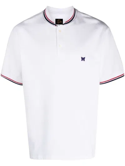 Needles Logo-patch Cotton Polo Shirt In White