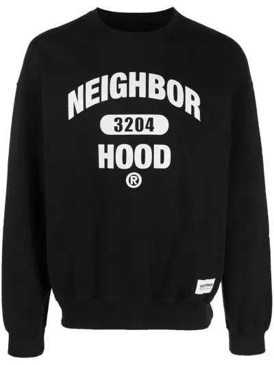 Neighborhood Logo-print College Sweatshirt In Black