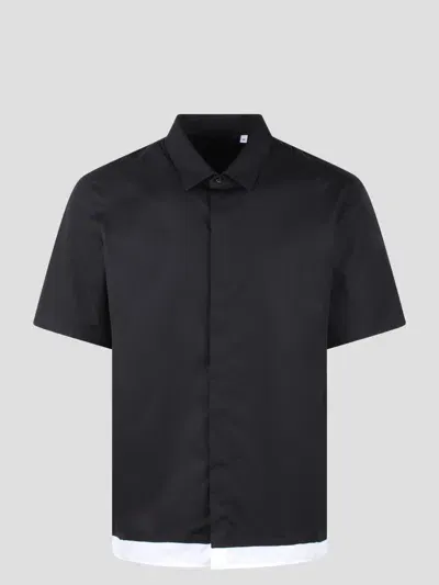 Neil Barrett Loose Double Layer Short Sleeve Shirt In Black