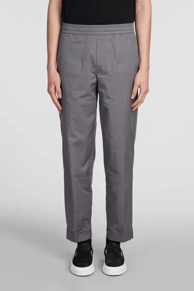 Neil Barrett Rem Slim Low Rise Pants In Grey Cotton