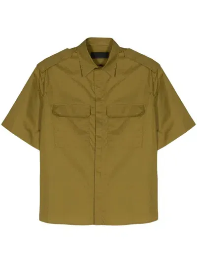 Neil Barrett Epaulettes Poplin Shirt In Acid Green