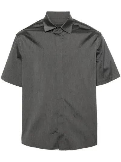 Neil Barrett Short-sleeve Cotton Blend Shirt In Grey