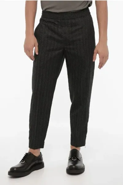 Neil Barrett Slim Fit Virgin Wool Pants With Ankle Zip In Black