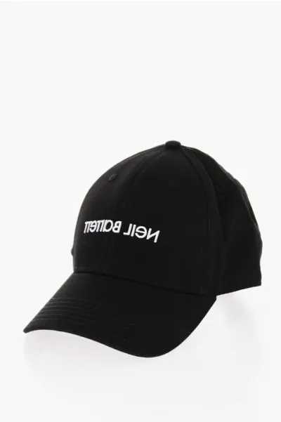 Neil Barrett Solid Color Cap With Embroidered Logo In Black