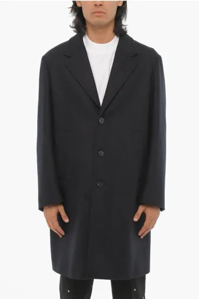 Neil Barrett Solid Color Wool Blend Coat In Black