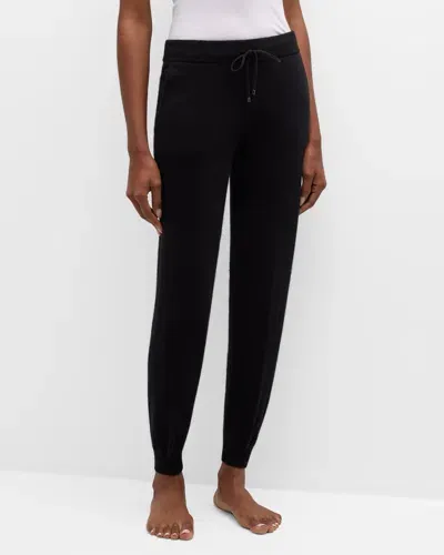 Neiman Marcus Cashmere Cropped Joggers In Black