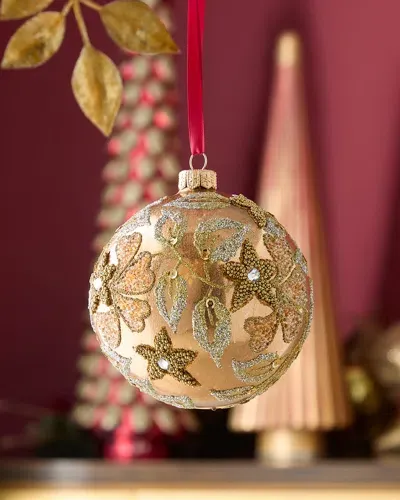 Neiman Marcus Christmas Golden Leaves Ball Ornament