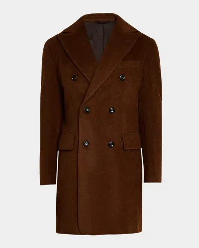 Neiman Marcus Men's Wool-mohair Topcoat In Brown