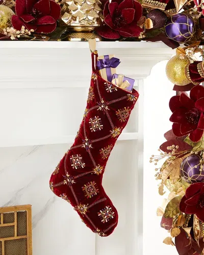 Neiman Marcus Spiritual Christmas Stocking In Burgundy