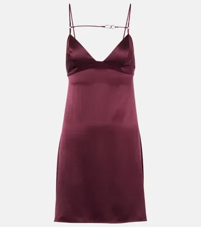 Nensi Dojaka Silk Satin Minidress In Burgundy