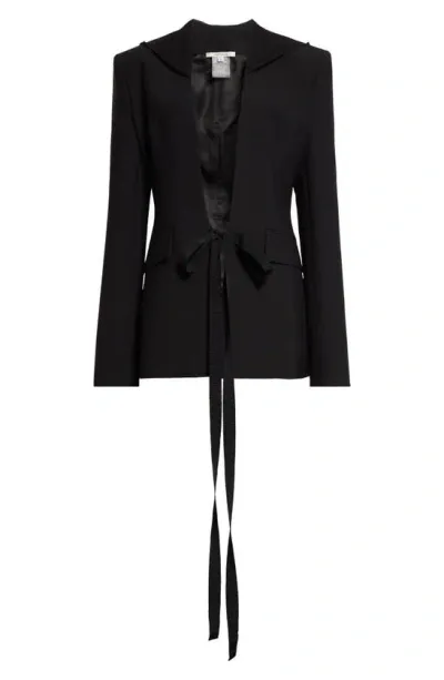 Nensi Dojaka Tie Front Stretch Hooded Blazer In Black