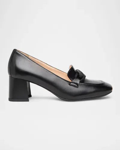 Nerogiardini Chain Leather Loafer Pumps In Black