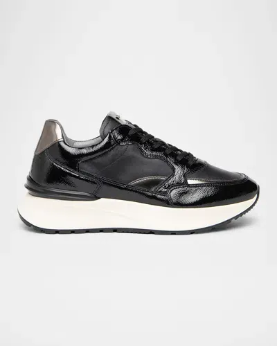 Nerogiardini Retro Mixed Leather Runner Sneakers In Black