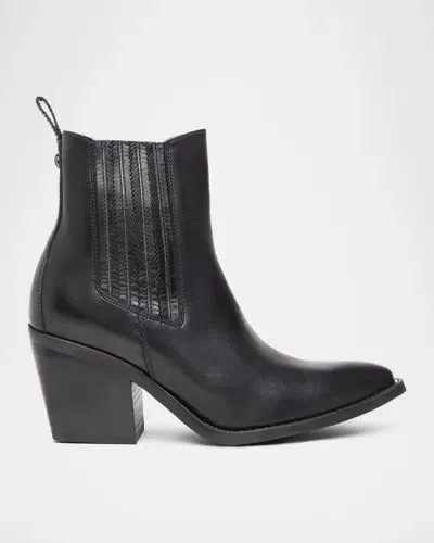 Nerogiardini Texan Leather Western Chelsea Booties In Black