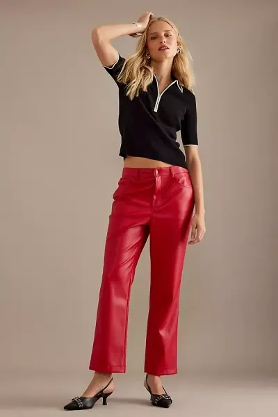 Never Fully Dressed Faux Leather Trousers In Red