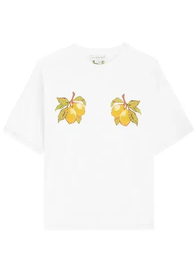 Never Fully Dressed Lemon Printed Cotton T-shirt In White