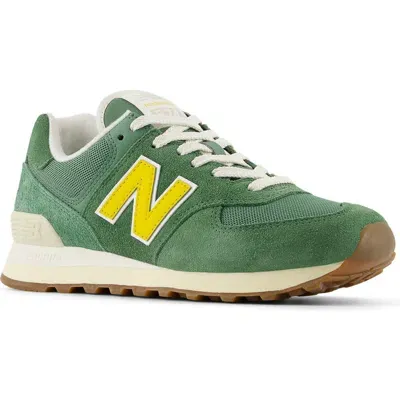 New Balance 574 Sneaker In Green/orange/white