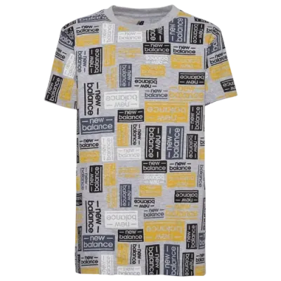 New Balance Boys   All Over Print T-shirt In Yellow/white/grey