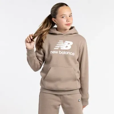 New Balance Boys   Classic Fleece Hoodie In Mushroom/white