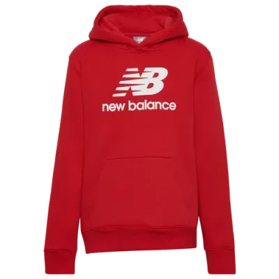 New Balance Boys   Stacked Logo Hoodie In Team Red/white