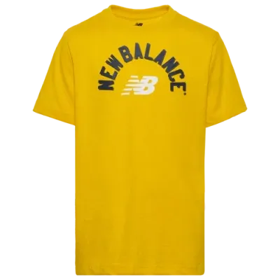 New Balance Boys   Varsity T-shirt In Navy/lemon