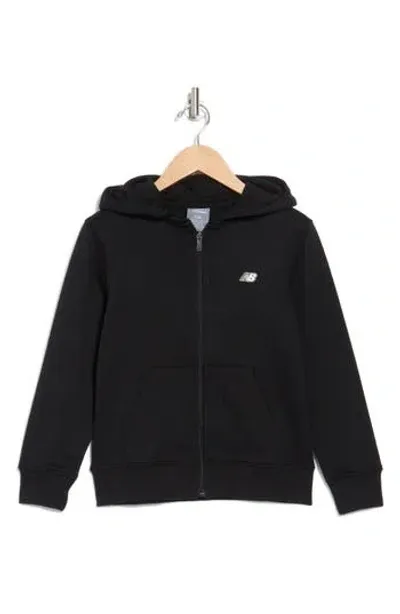 New Balance Embroidered-logo Zipped Hoodie In Black