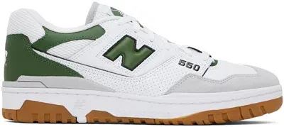 New Balance White & Green 550 Sneakers In White/green