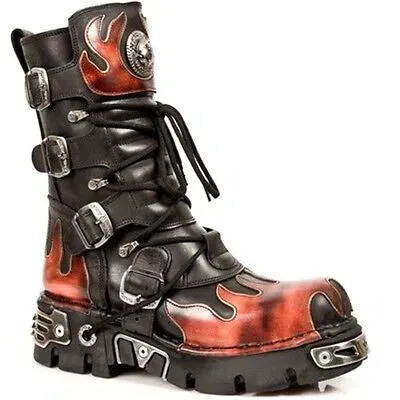 Pre-owned New Rock Rock Boots Unisex Punk Gothic Stiefel - Style 591 S1 Rot