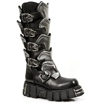 Pre-owned New Rock Rock Boots Unisex Punk Gothic Stiefel - Style 738 S1 Schwarz