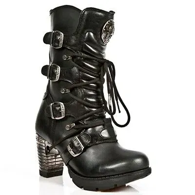 Pre-owned New Rock Rock Boots Womens Punk Gothic Stiefel - Style Tr003 S1 Schwarz - Damen