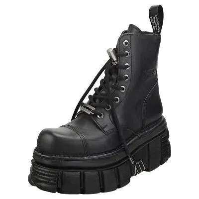 Pre-owned New Rock Rock Combat Boots Unisex Black Stiefel Plattform - 42 Eu In Schwarz