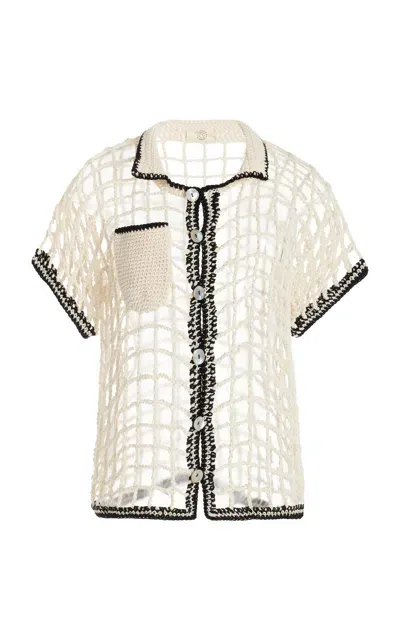 Nia Thomas Exclusive Sessa Crocheted-cotton Shirt In Ivory