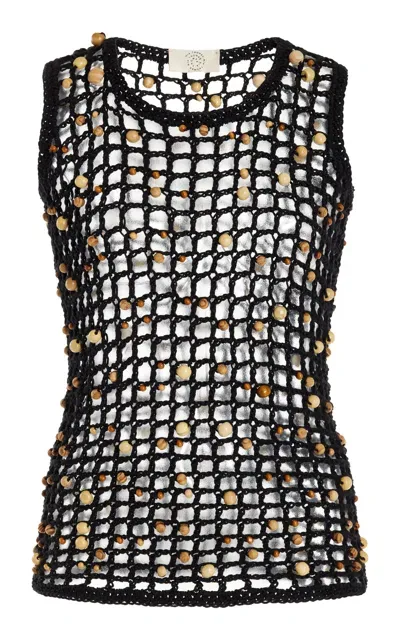 Nia Thomas Juan Beaded Cotton Vest In Black