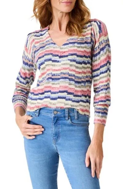 Nic + Zoe Nic+zoe Abstract Stripe Sweater In Pink Multi