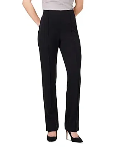 Nic + Zoe Nic+zoe Avenue Side-slit Straight-leg Pants In Black Onyx