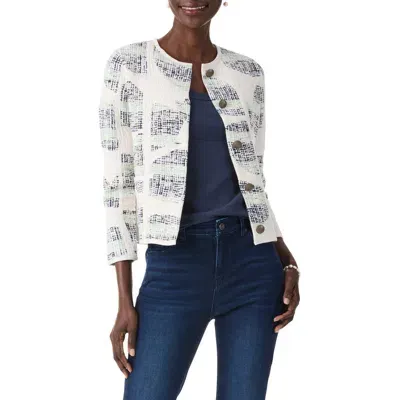 Nic + Zoe Nic+zoe Circle Sequence Three-quarter Sleeve Knit Jacket In Cream Multi