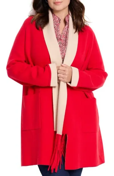 Nic + Zoe Nic+zoe Cool Nights Reversible Cotton Blend Knit Jacket In Amaryllis