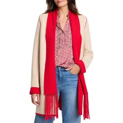 Nic + Zoe Nic+zoe Cool Nights Reversible Fringe Knit Jacket In Amaryllis