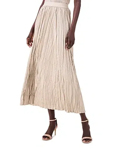 Nic + Zoe Nic+zoe Crinkle Crush Plissé Midi Skirt In Beige