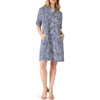 Nic + Zoe Nic+zoe Dashing Dot Print Devon Shirtdress In Indigo Multi