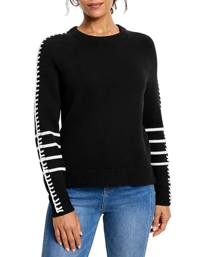 Nic + Zoe Nic+zoe Dashing Down Whipstitch High/low Sweater In Black Onyx