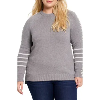 Nic + Zoe Nic+zoe Dashing Down Whipstitch High/low Sweater In Grey Multi