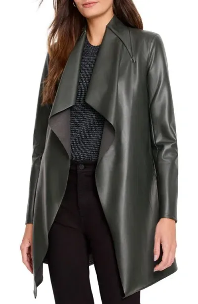 Nic + Zoe Nic+zoe Draped Faux Leather Jacket In Hickory