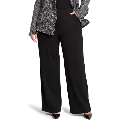 Nic + Zoe Nic+zoe Drapey Wide Leg Ponte Knit Pants In Black Onyx