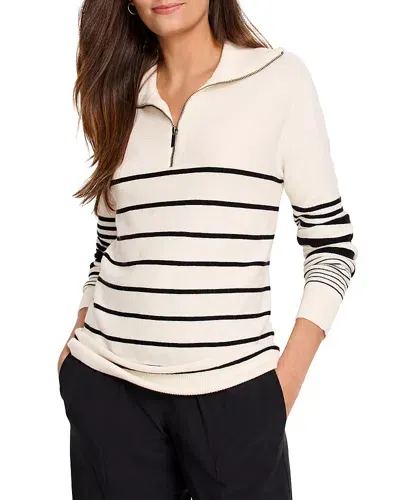 Nic + Zoe Nic+zoe Easy Stripe Half Zip Sweater In White Multi