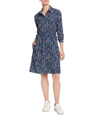 Nic + Zoe Nic+zoe Falling Fans Printed Shirtdress In Indigo Multi