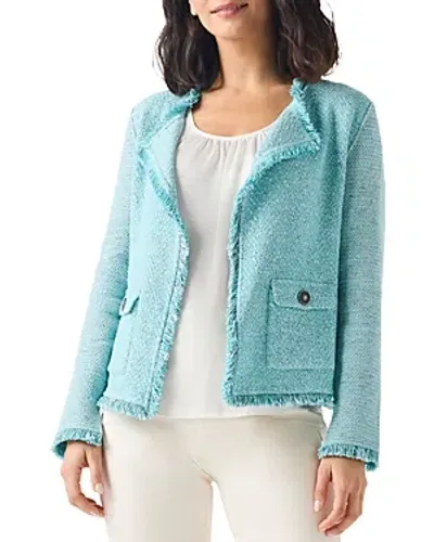 Nic + Zoe Fringe Mix Knit Pocket Blazer In River