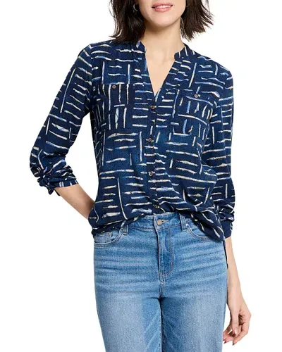 Nic + Zoe Nic+zoe Indigo Dash Long Sleeve Button-up Shirt In Indigo Multi