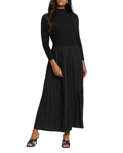 Nic + Zoe Nic+zoe Kira Long Sleeve Knit & Woven Dress In Black Onyx