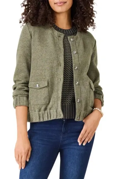 Nic + Zoe Nic+zoe Knit Cotton Utility Jacket In Army